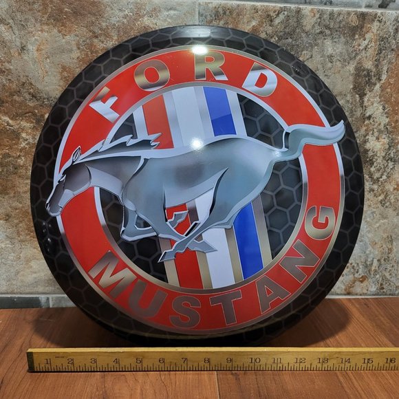Ford Mustang  Round Sign Dome Tin Metal Sign Room Decor  Bar Man Cave - Picture 8 of 12
